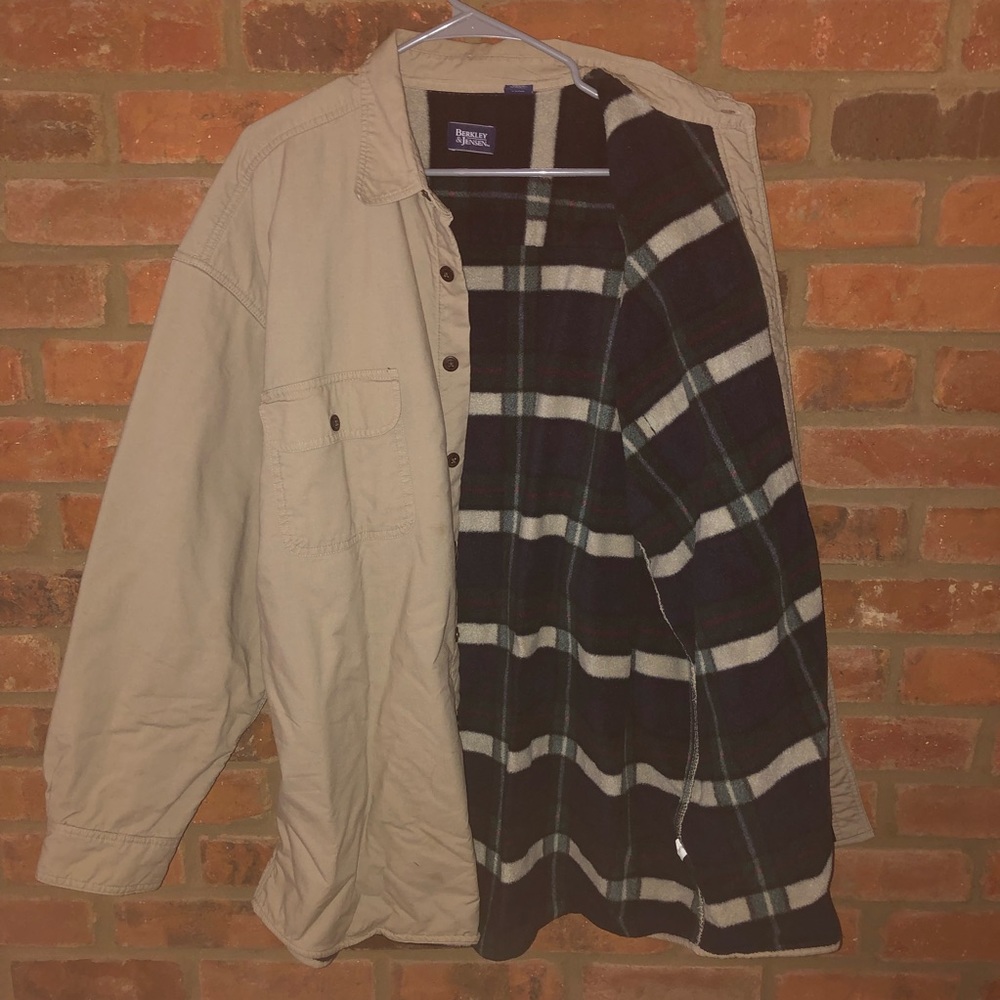 Berkley & Jensen Button-Down Jacket/Coat (Beige, XXL)